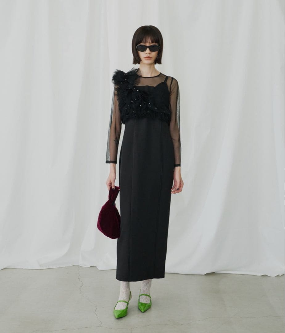 ANDRESD パールビスチェドレス /pearl bustier dress