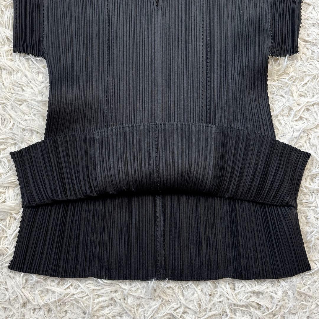 希少☆美品【プリーツプリーズ】チャイナボタン　半袖　ブラック　4サイズ　XL