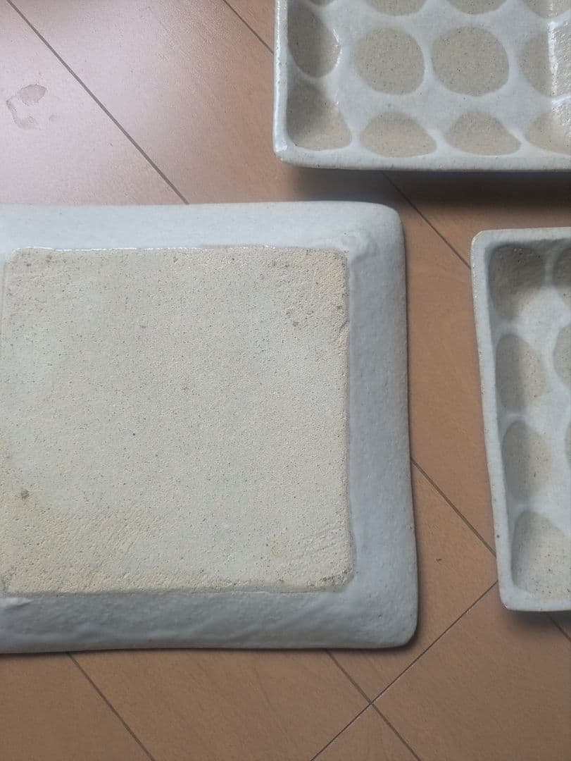 ドット模様の陶器製皿3枚セット　濱田窯　作家もの