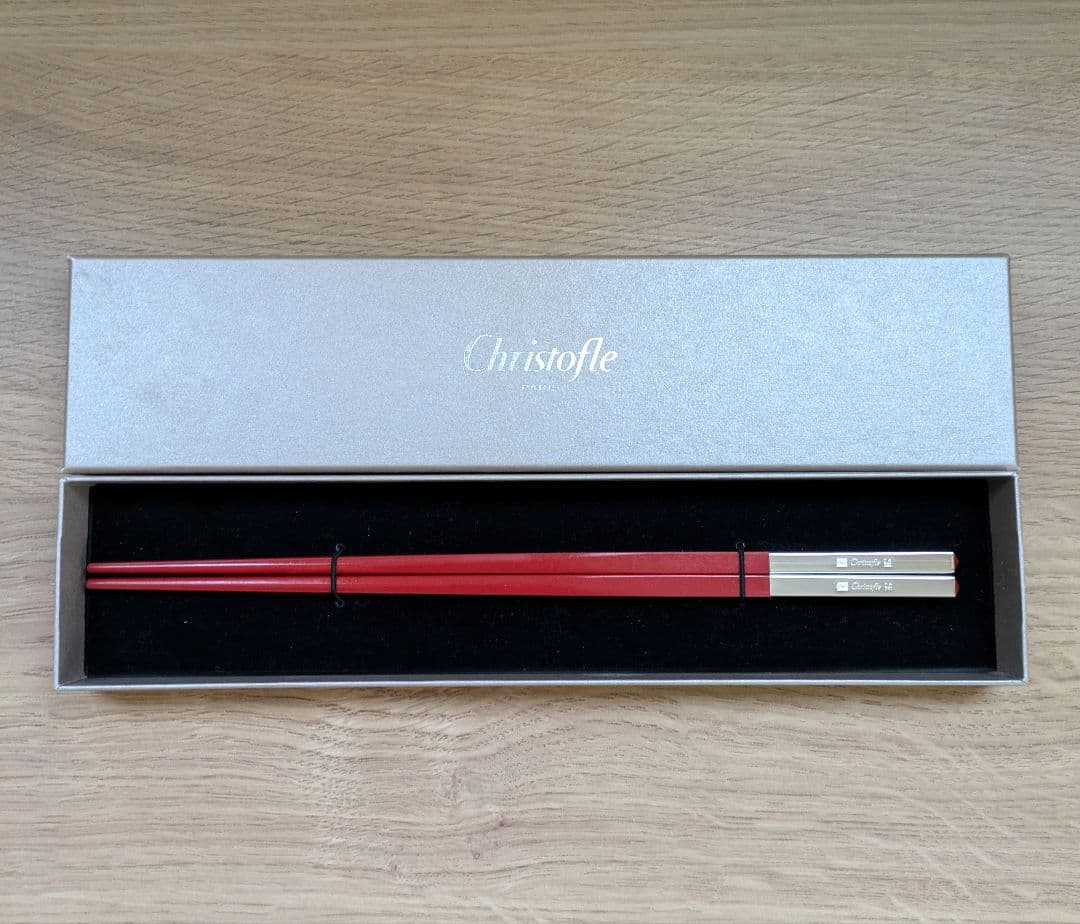 Christofle クリストフル 箸 ペア 赤黒 新品未使用