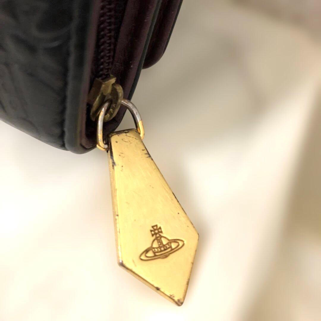 【人気】VivienneWestwood⭐️ブラック オーブ型押し長財布　金ロゴ付