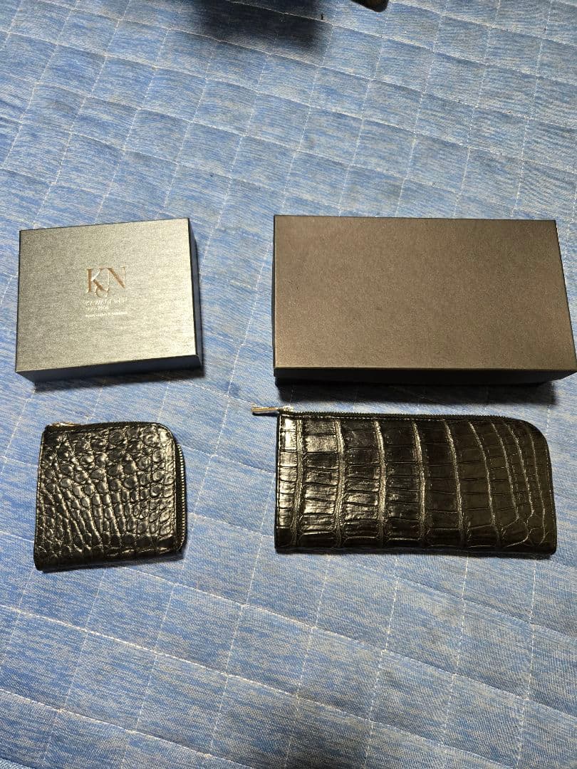 革芸人　ナイルクロコダイル革　L字ファスナー長財布&ハーフウォレットセット