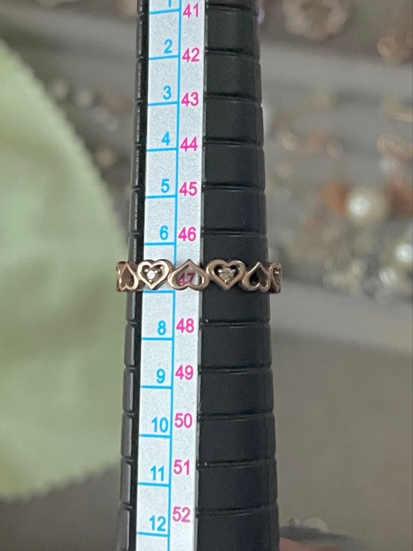 最終k10PGダイヤモンドハート透かしリング