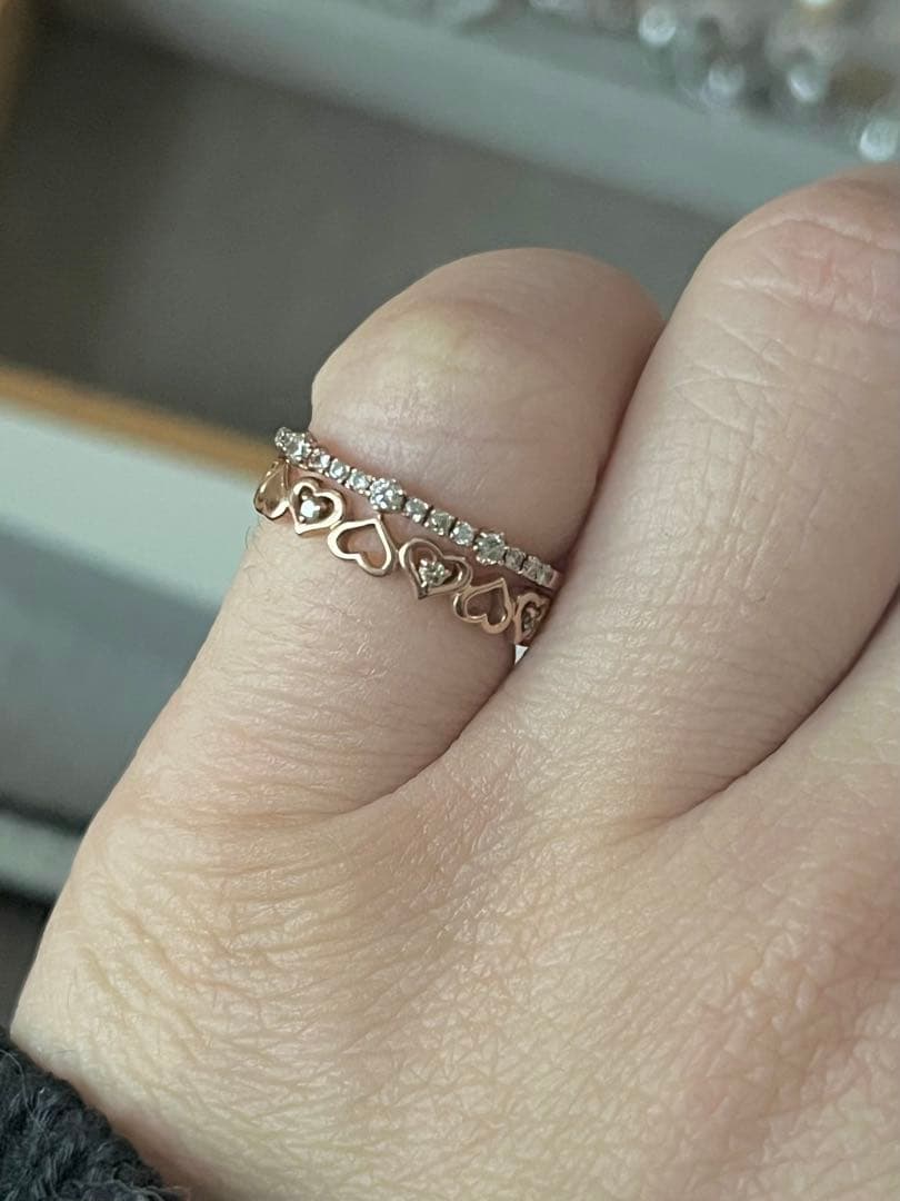 最終k10PGダイヤモンドハート透かしリング