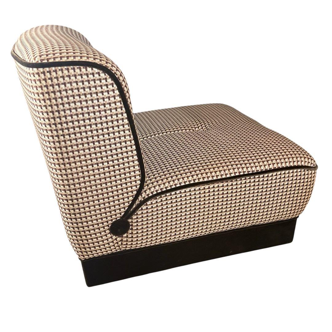 HR789 カリモク60 復刻プレート　総柄　1Pソファ　ベルベット　ボタン