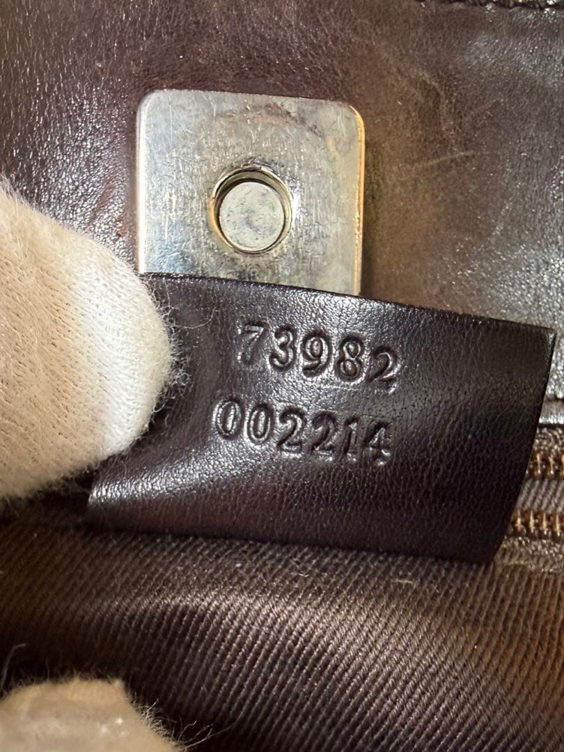 【極美品 袋付】GUCCI GGキャンバス トートバッグ ブラウンレザー正規品