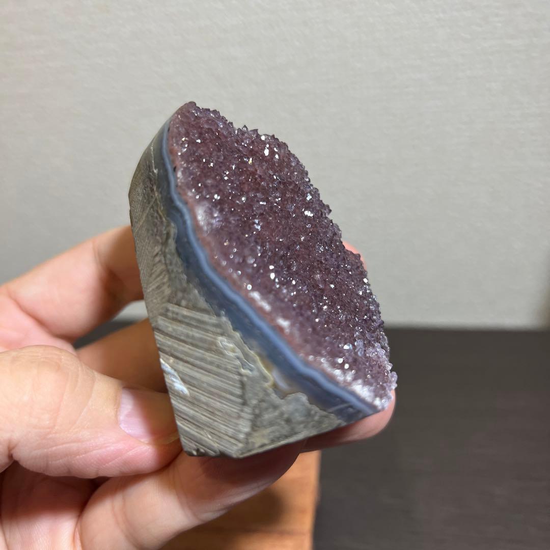 高品質アメジストドームミニクラスター　希少品　台座込　送料無料