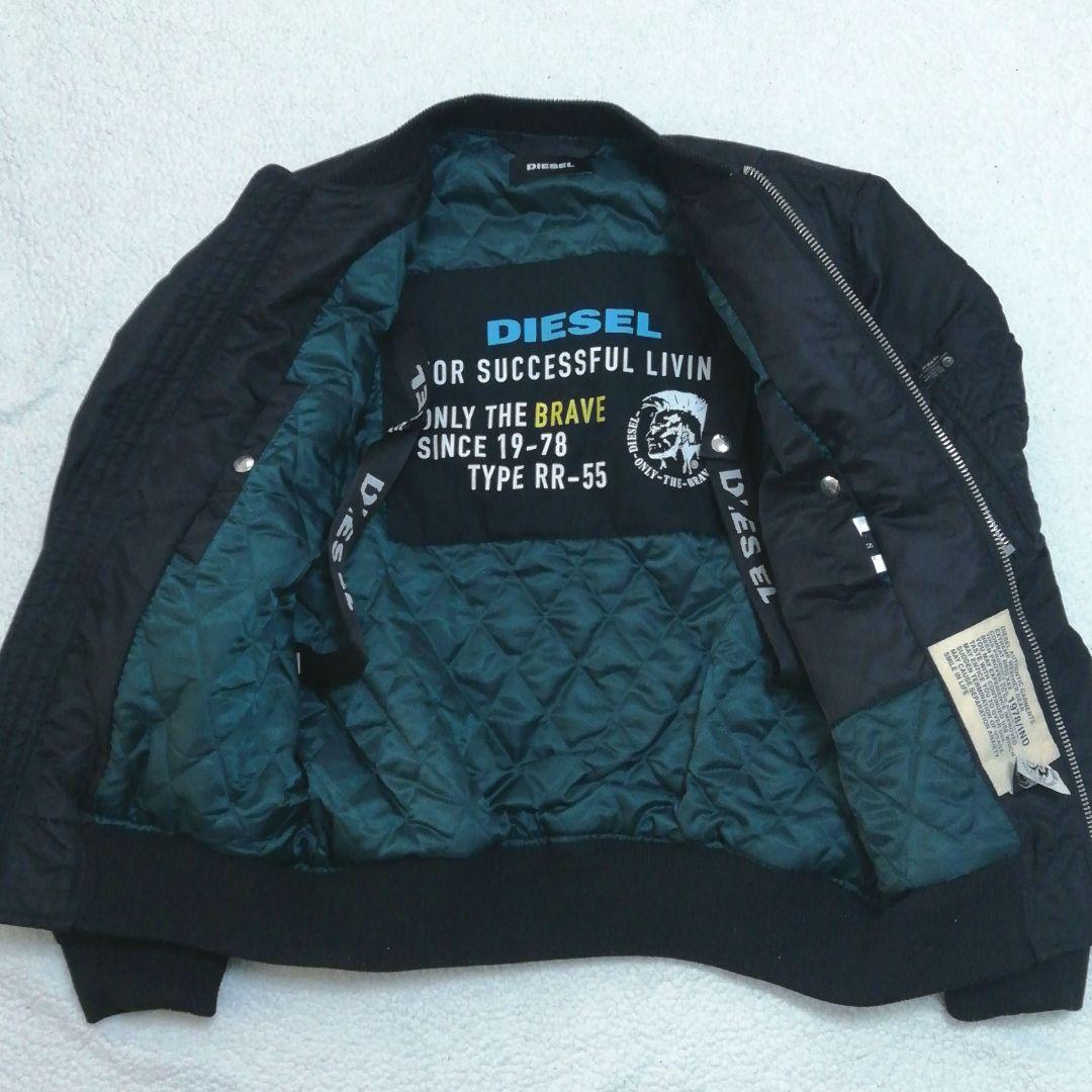 DIESEL ディーゼル ワッペン ビッグ英字プリントMA-1(S)ブラック色