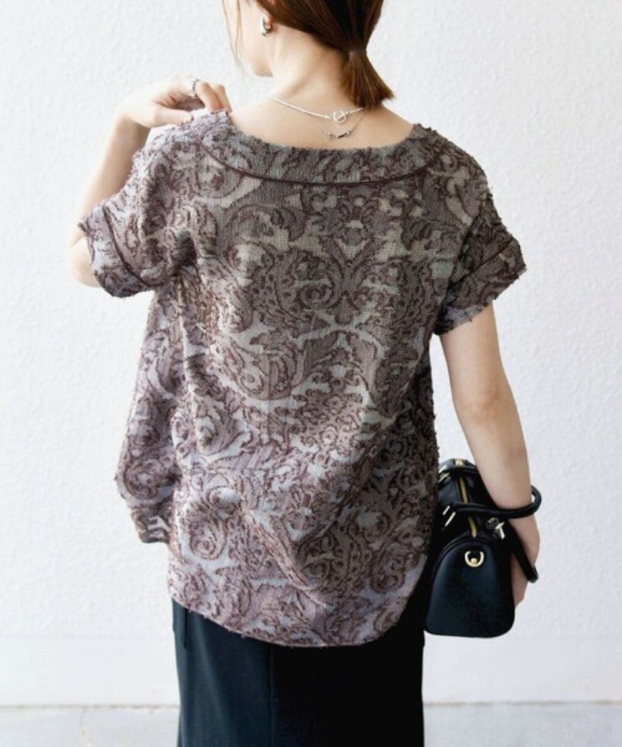 SHIPS any: ♡メッシュ ジャカード カフタン スキッパー ブラウス