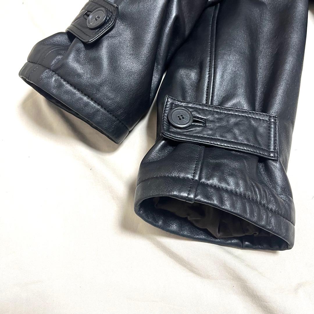 ポールスミス　ラムレザージャケット　羊革　キルティング　中綿　美品　黒　XL