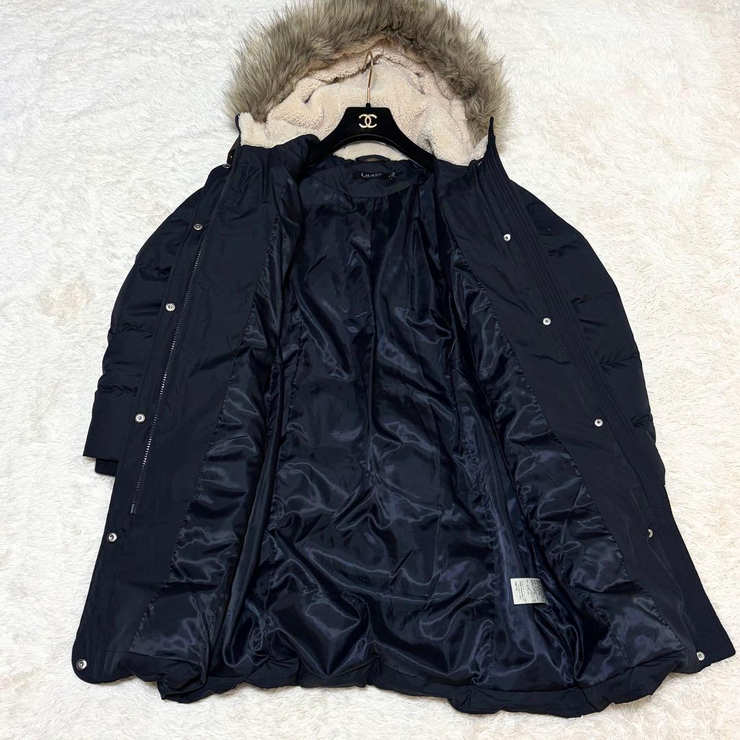 極美品✨ローレンラルフローレン ダウンコート ボア　ファー付 ネイビー S