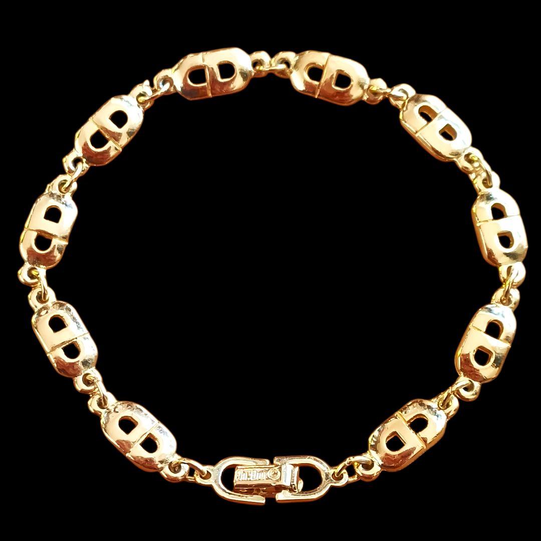 良品/Dior ディオール ブレスレット ゴールド CDロゴ ヴィンテージ 刻印