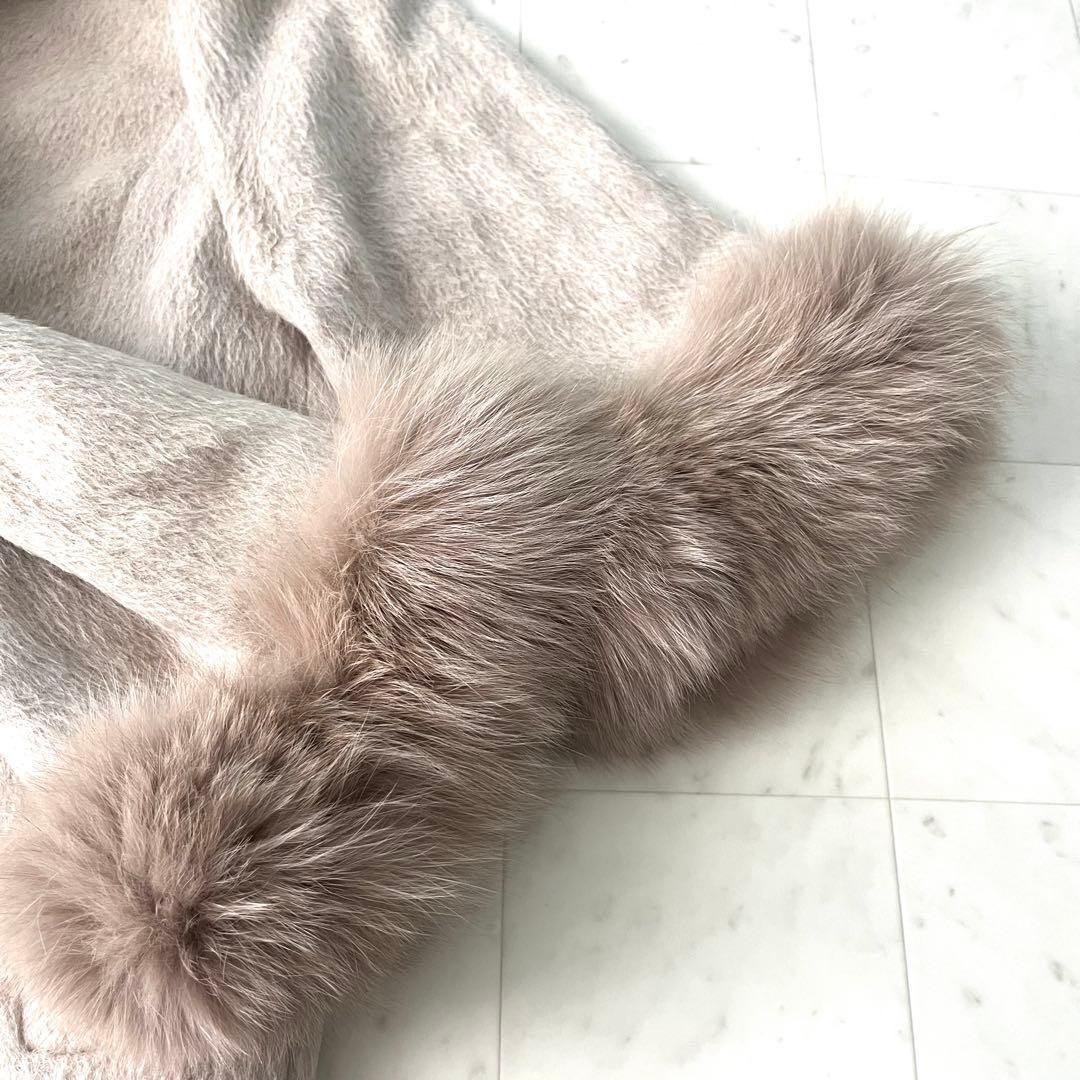 美品♡近年♡エムフィル ノーカラー アルパカ コート フォックスファー 36