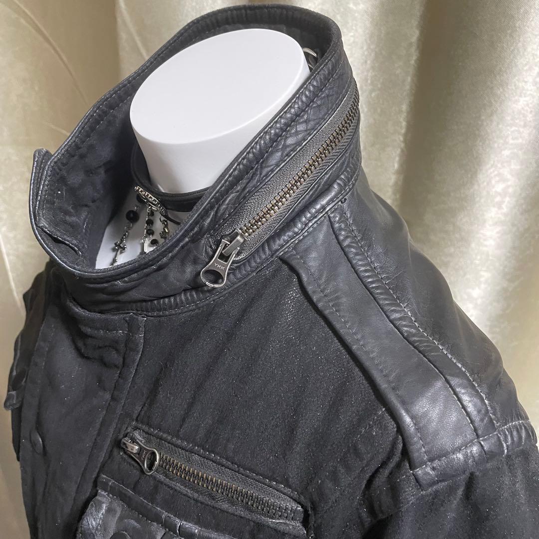 レザー切り替えジャケット ギミック grunge お兄系 ダークコア y2k