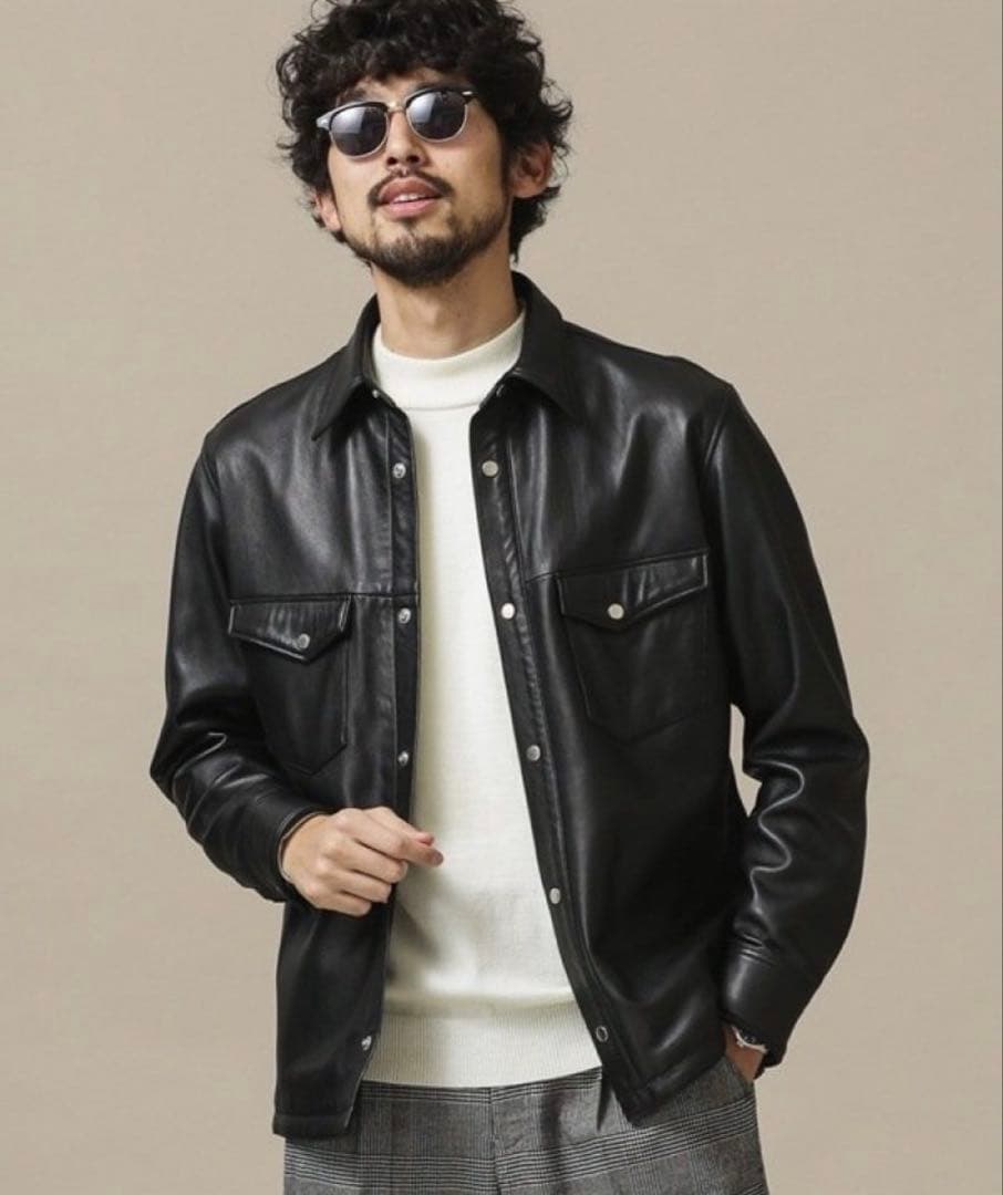 NANO universe シープレザー シャツジャケット