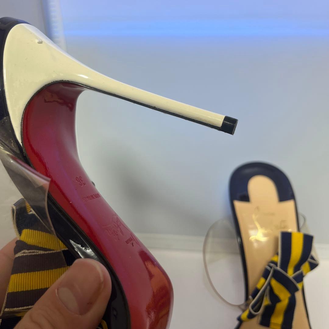 j*す様 christian louboutinリボン付きハイヒールサンダル