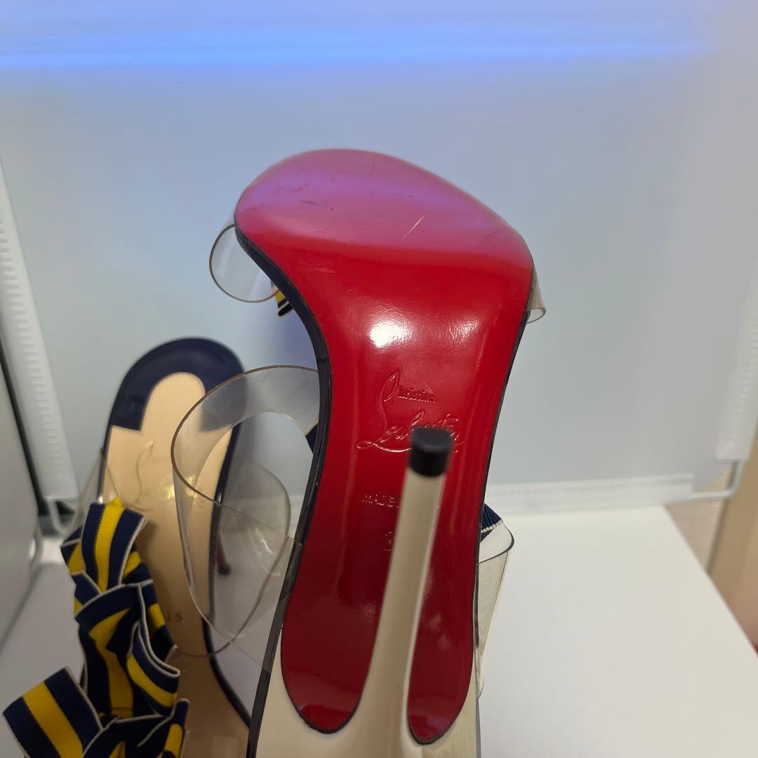 j*す様 christian louboutinリボン付きハイヒールサンダル