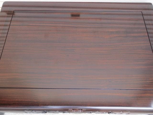 半額以下！新品本物♪黒檀 無垢 4尺(120巾)菊彫り 座敷机 唐木座卓ちゃぶ台