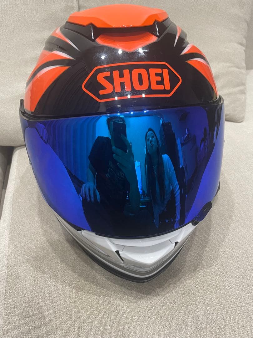 美品　SHOEI フルフェイスヘルメット ノッチ　ブルーミラーレンズ