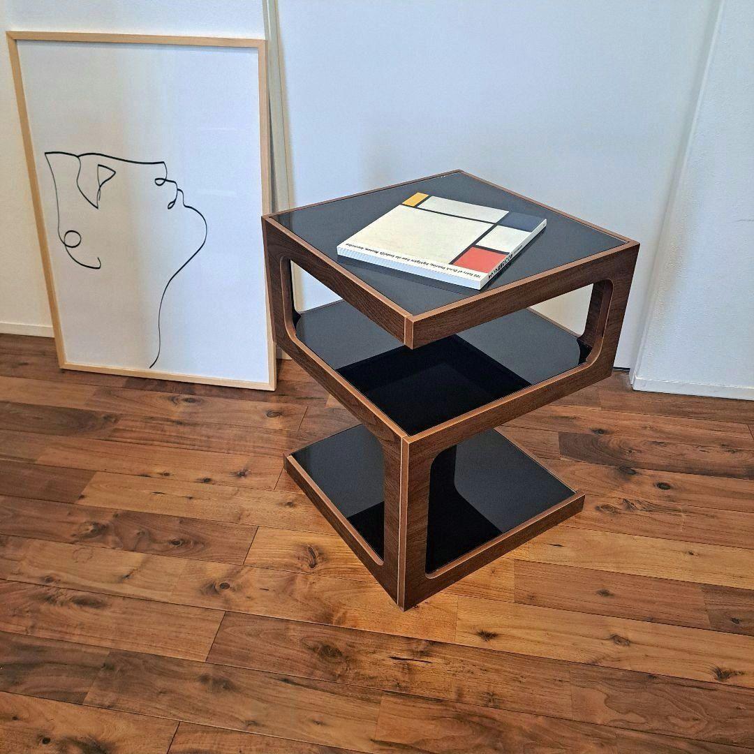 モダンな木製ガラスサイドテーブル 約40cm x 40cm x 52cm