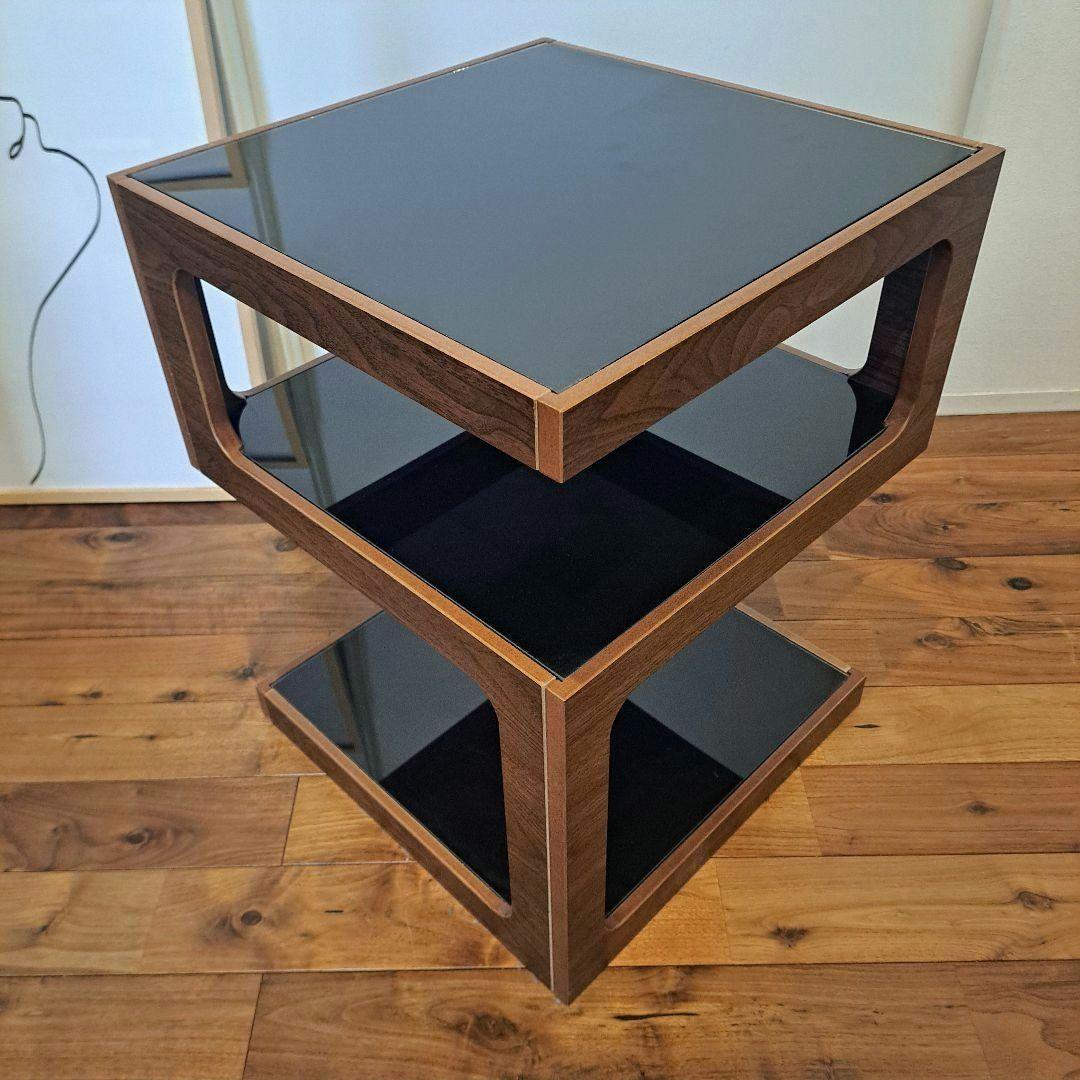 モダンな木製ガラスサイドテーブル 約40cm x 40cm x 52cm