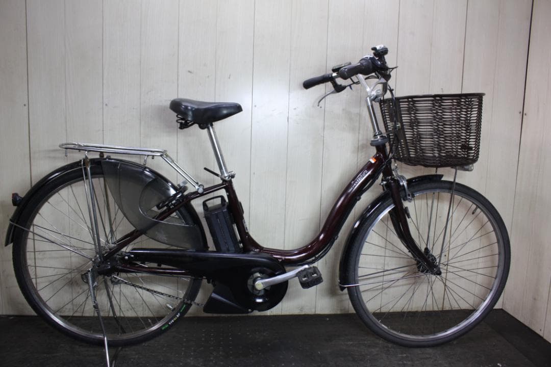 電動アシスト自転車 ダークブラウン 前カゴ付き