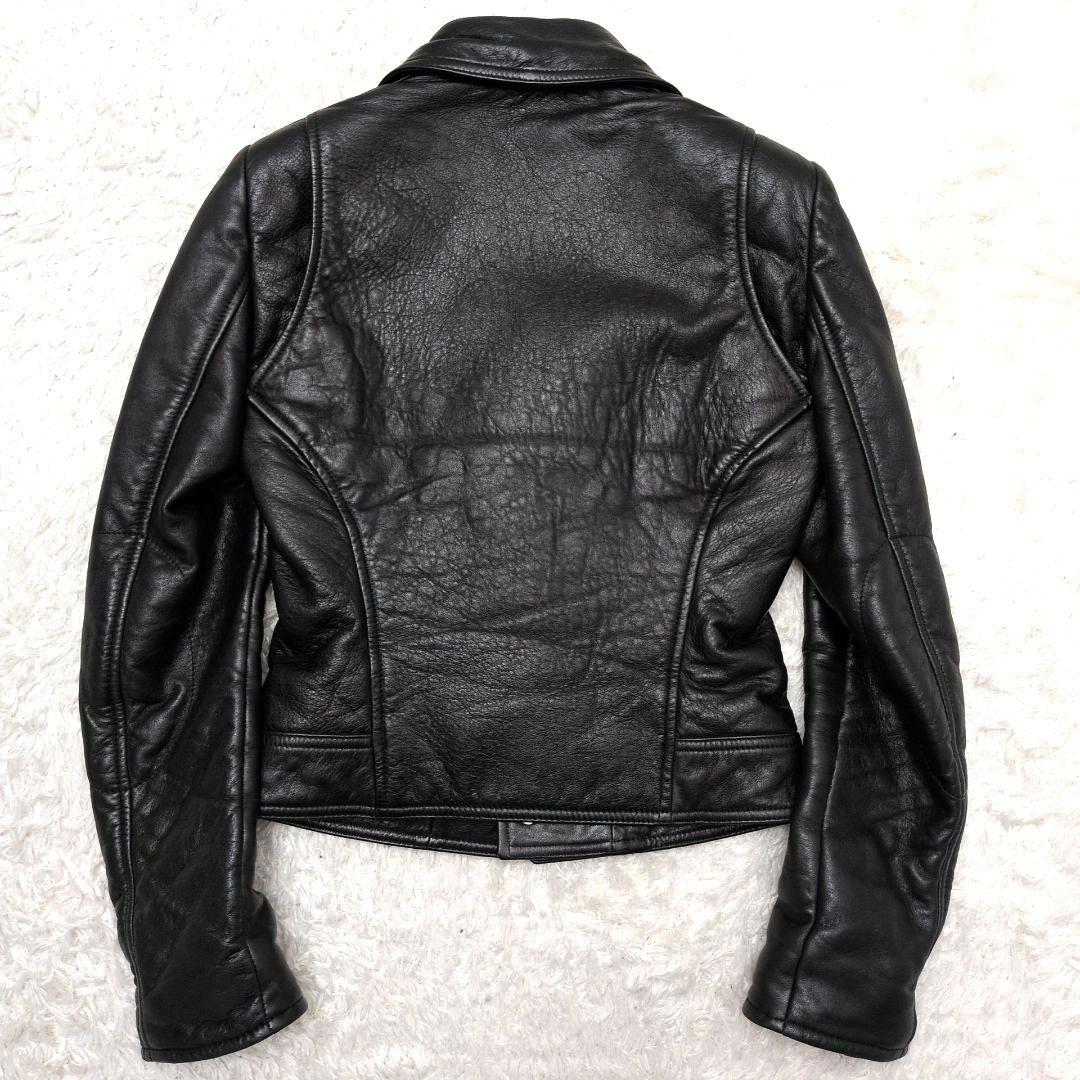 【カバー，ハンガー付き 美品】バレンシアガ　ライダースジャケット　ダブル　黒