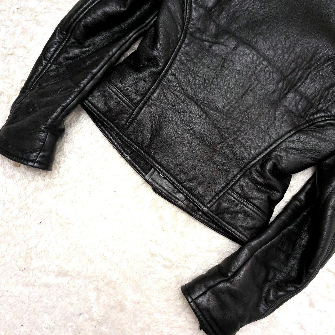 【カバー，ハンガー付き 美品】バレンシアガ　ライダースジャケット　ダブル　黒