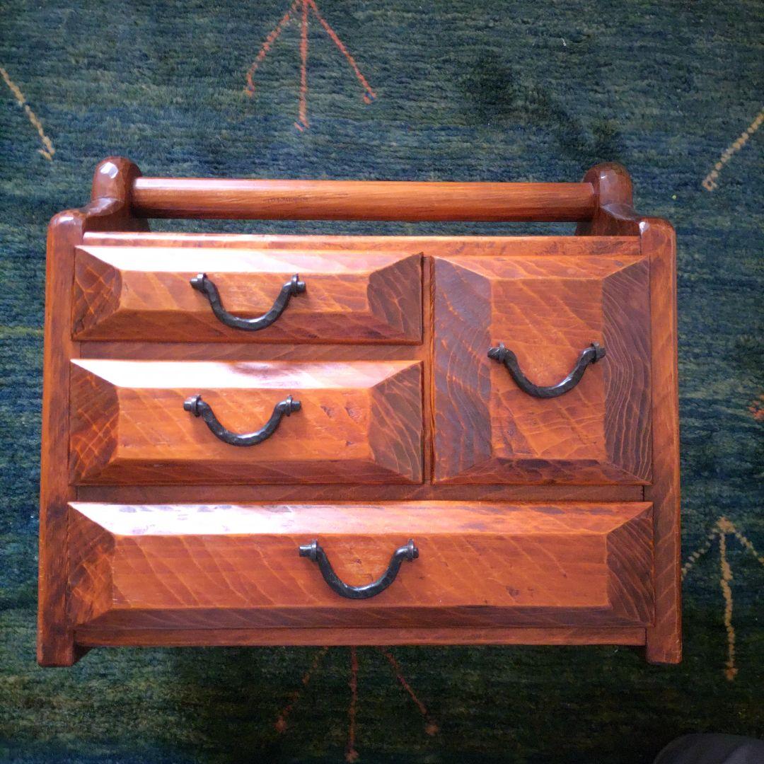 【希少・極美品】矢澤金太郎　創作家具作家　手提げ小引き出し　工芸品　小物整理箱