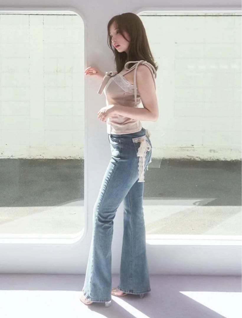 andmary Lacey ribbon denim 新品タグ付き S