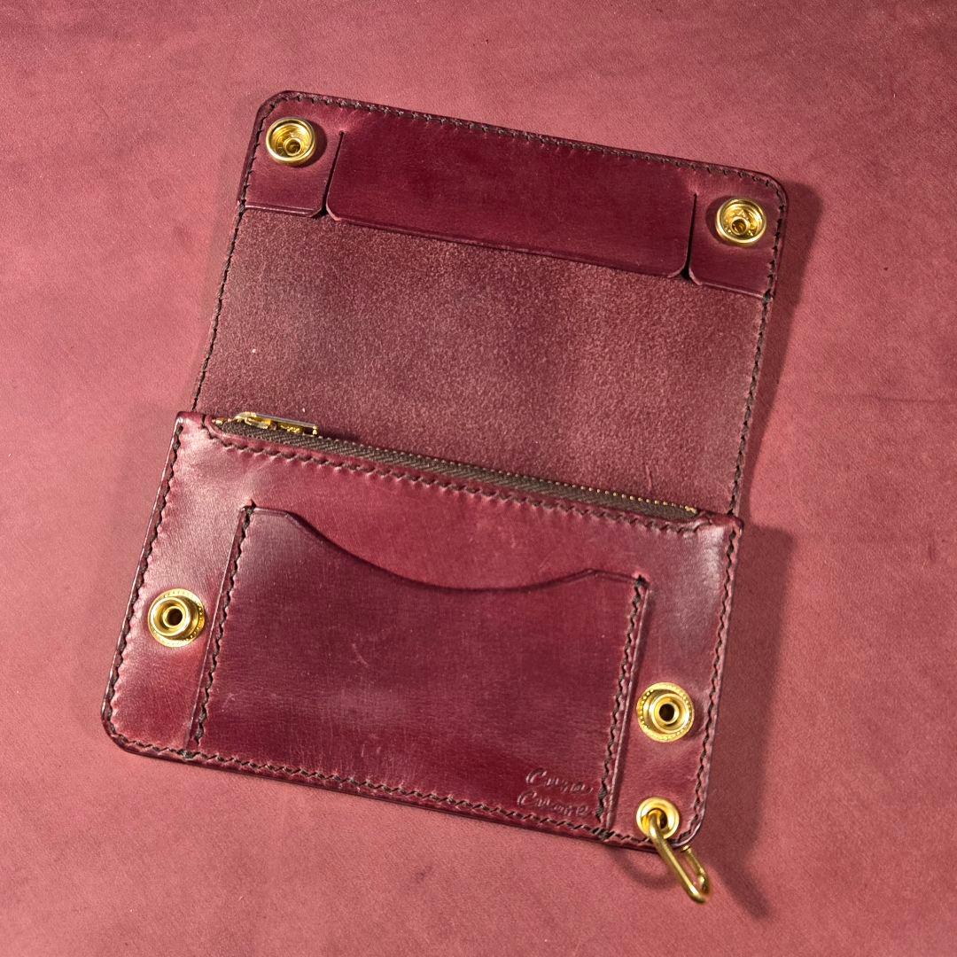 266 ミドル トラッカーウォレット イタリアンレザーTEXAS【ワインレッド