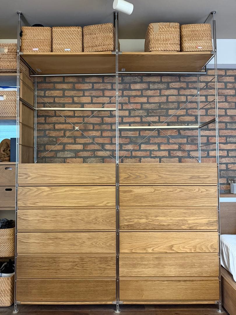 木製オープンシェルフ収納ユニット