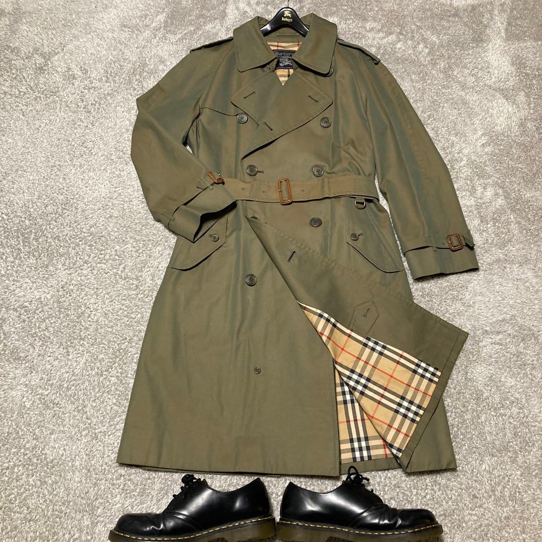 【美品】バーバリー トレンチコート★ロング.タマムシ色 .ノバチェック.LL相当