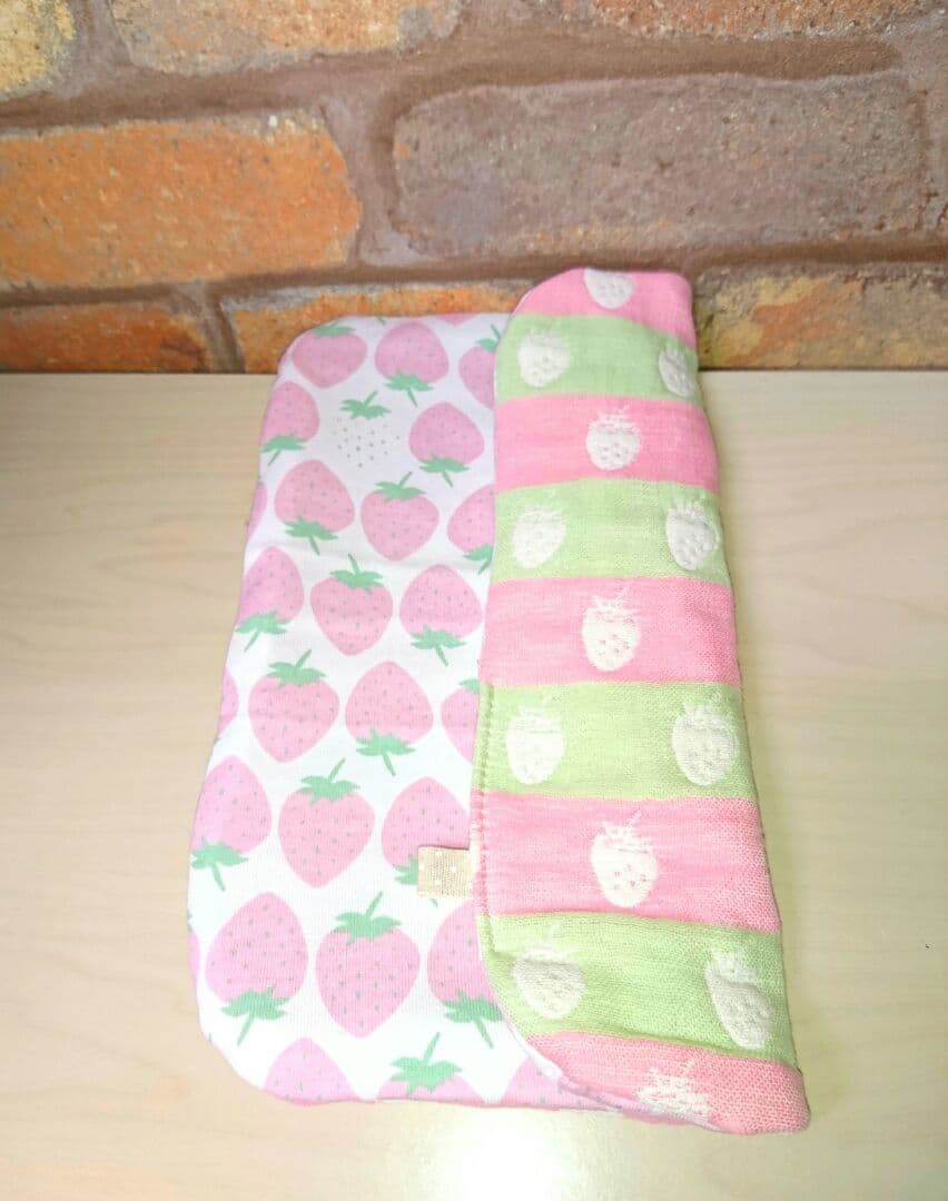 専用❤みかん❤もっちりニット×６重ガーゼ⭐ハンドタオル❤いちご＊パステルピンク❤