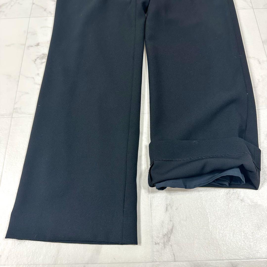 【美品】INDIVI ノーカラー　セットアップ ブラック　ストレッチ　L〜XL