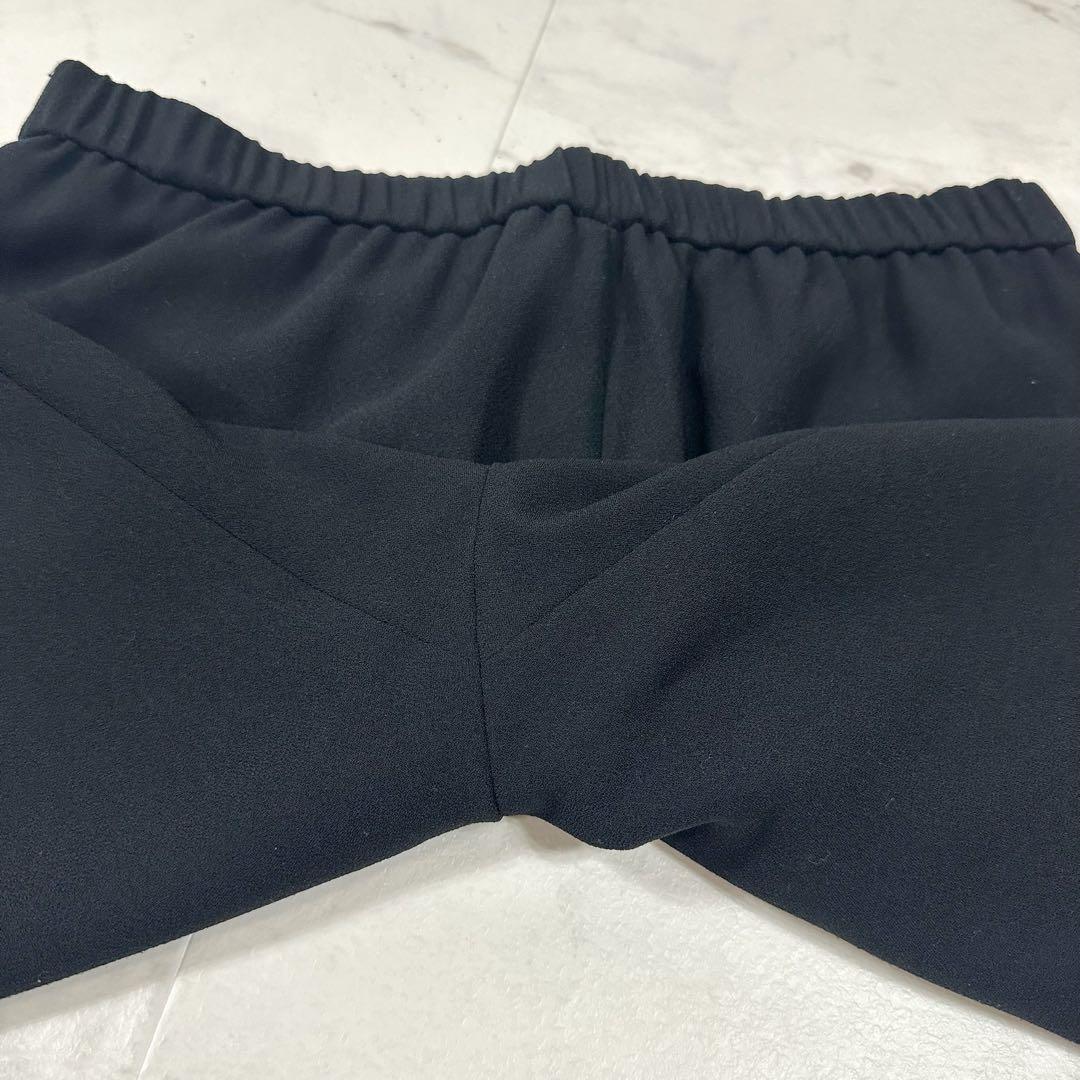 【美品】INDIVI ノーカラー　セットアップ ブラック　ストレッチ　L〜XL