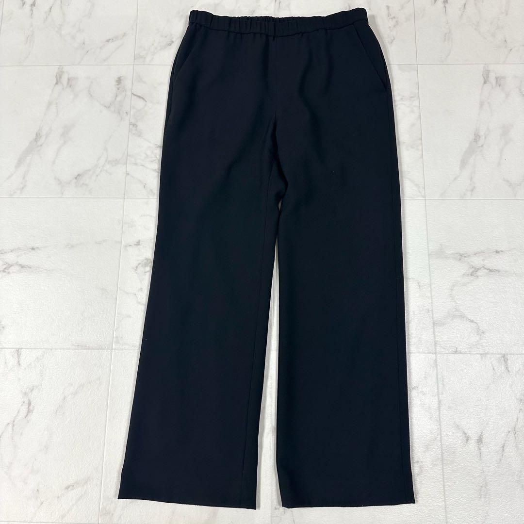 【美品】INDIVI ノーカラー　セットアップ ブラック　ストレッチ　L〜XL