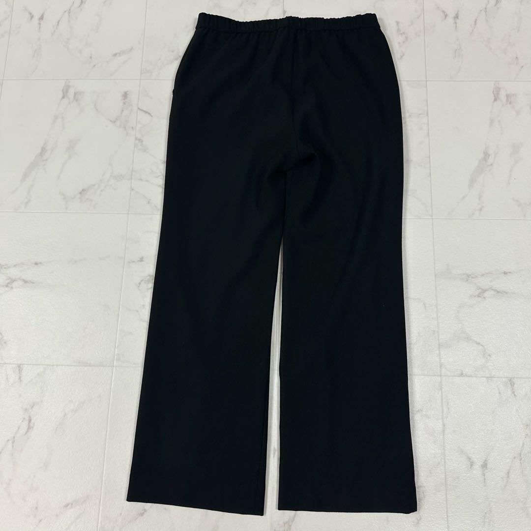 【美品】INDIVI ノーカラー　セットアップ ブラック　ストレッチ　L〜XL