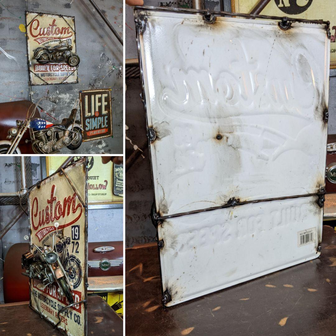 アメリカンバイク サインボード 立体的 3D 壁掛け看板 ② ガレージ雑貨