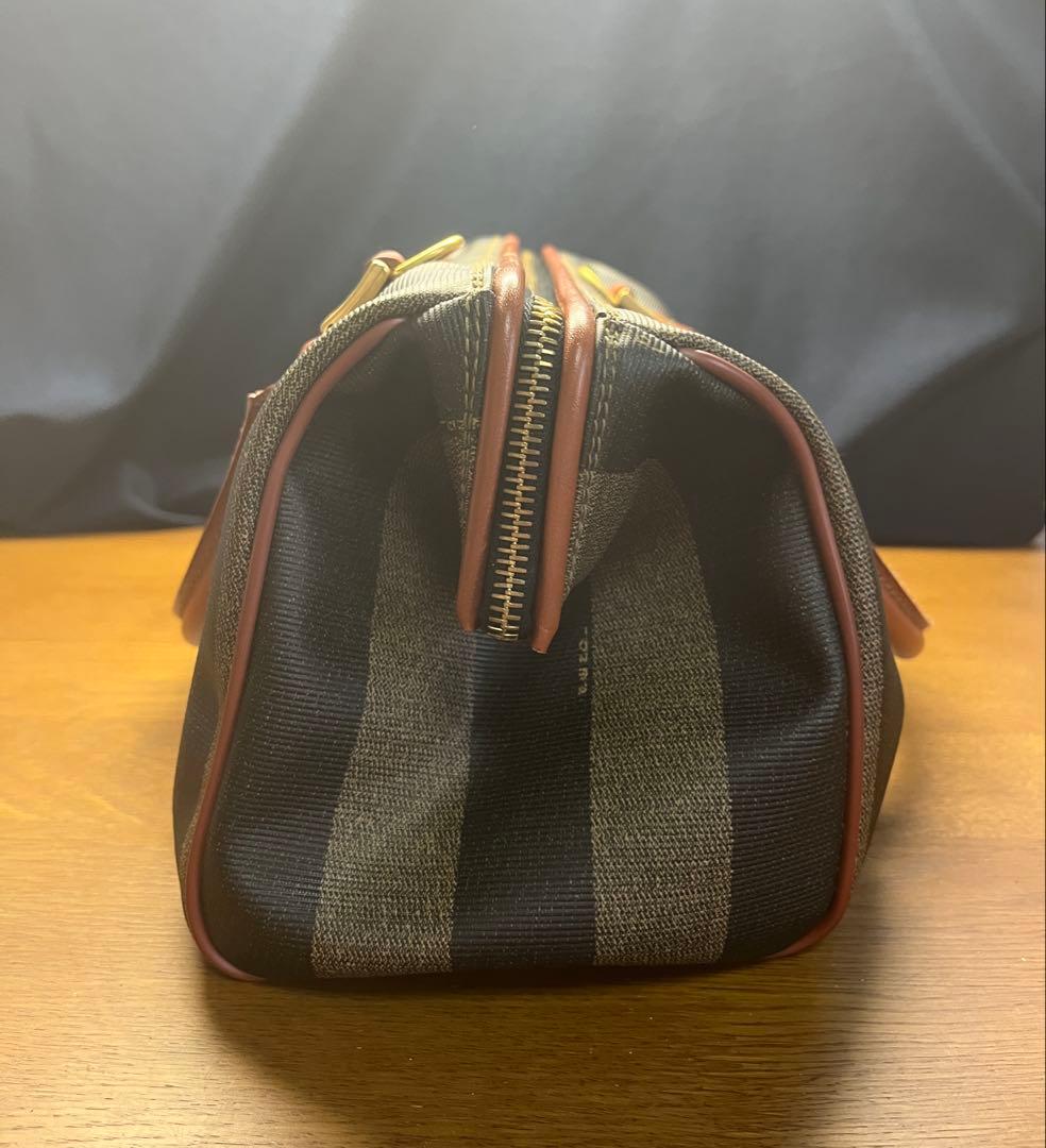 Fendi ボストンバッグ ネイビー ブラウン ストライプ