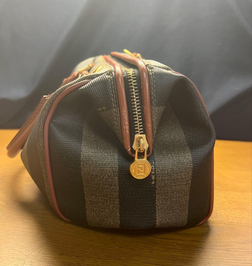 Fendi ボストンバッグ ネイビー ブラウン ストライプ