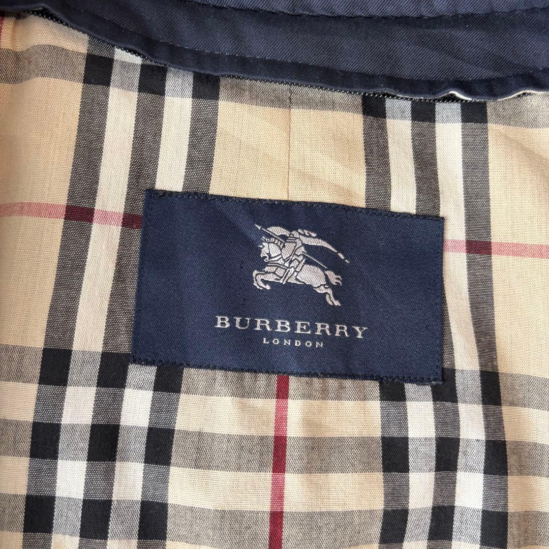 【美品】バーバリーロンドン　トレンチコート　ノバチェック　ネイビー　L相当