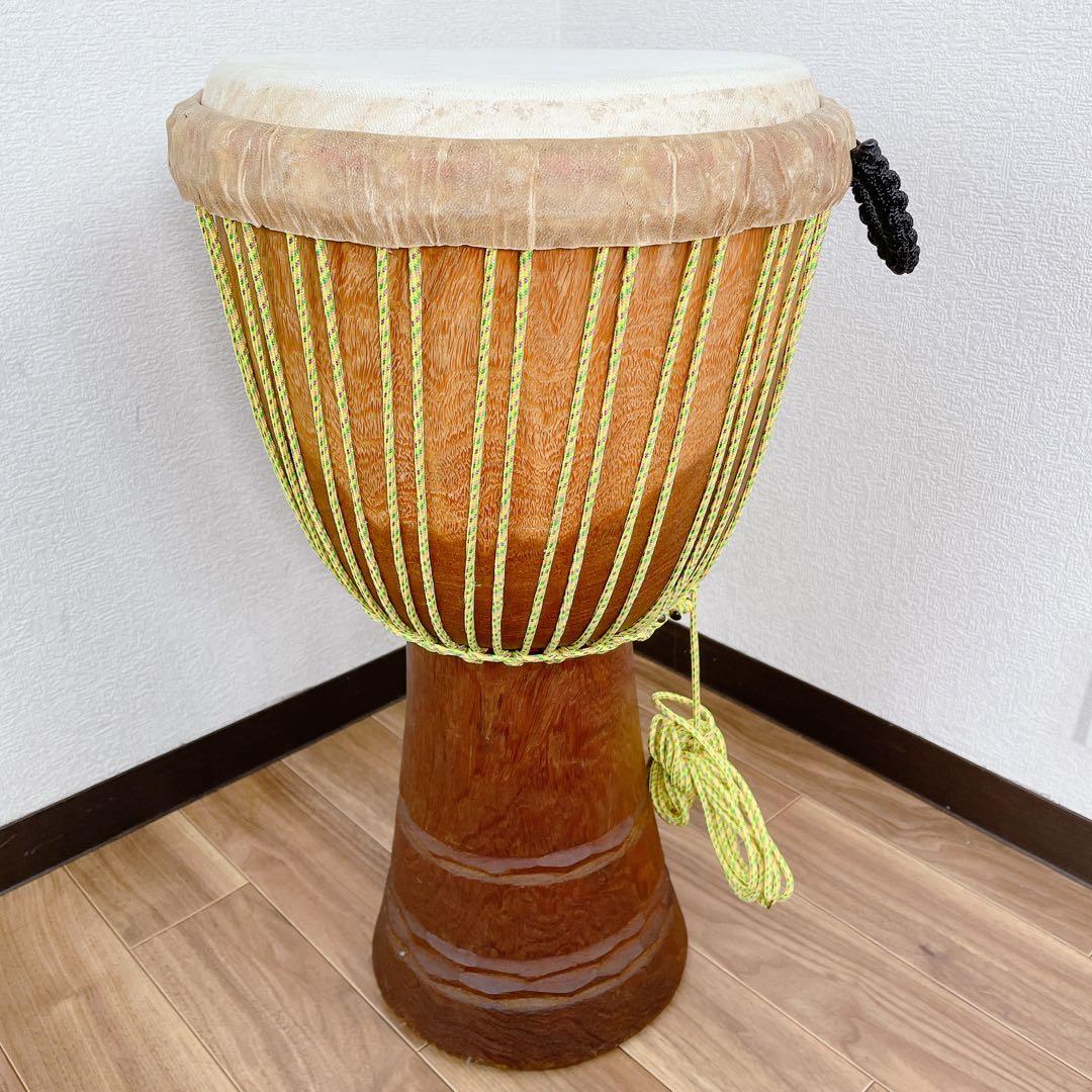 民族楽器 ジャンベ アフリカ 打楽器 ケース付き