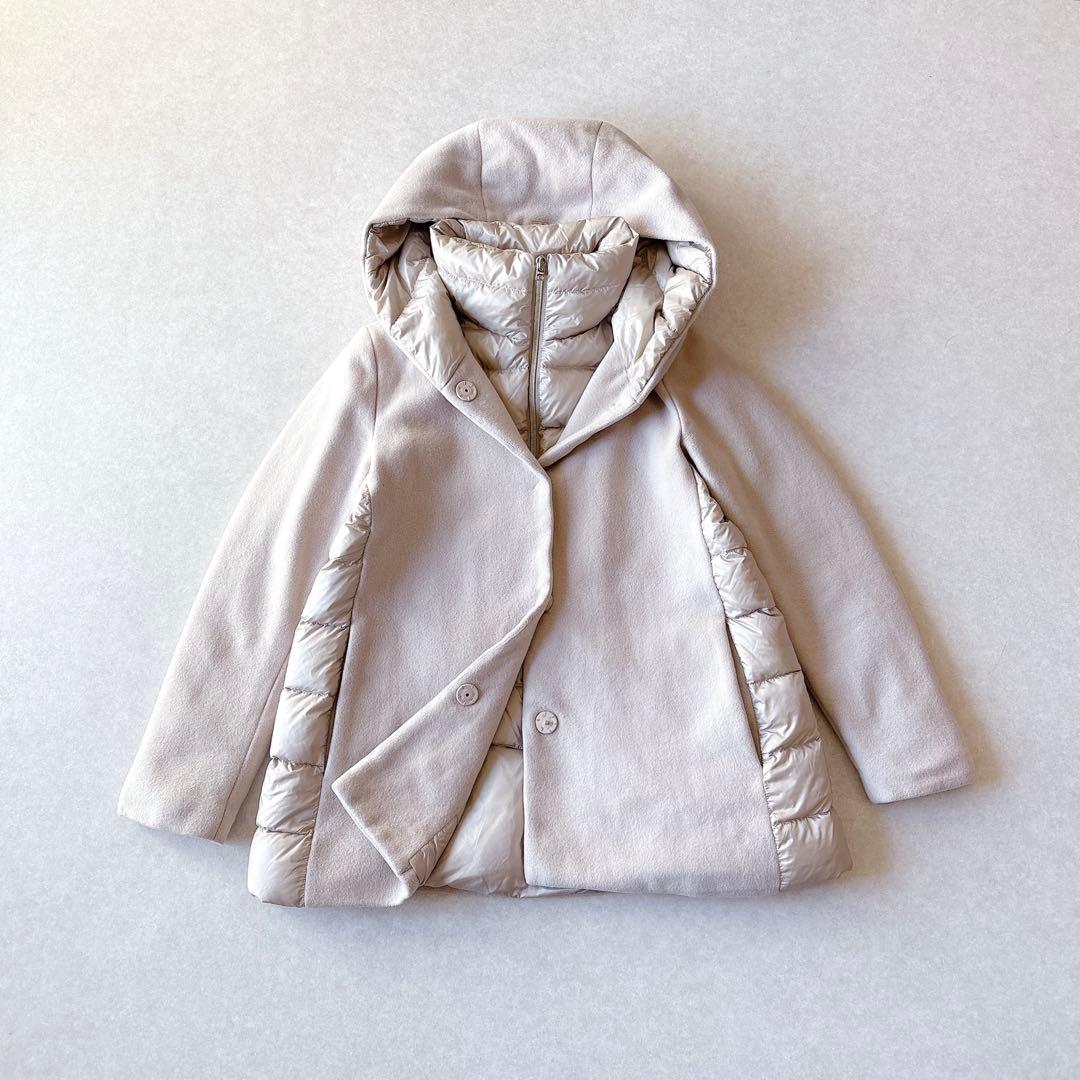 HERNO｜21AW ウール パデット ダウンコート ピンクベージュ 44