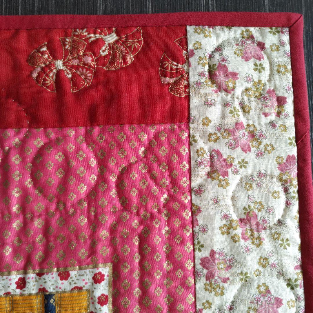 ❤お雛様のパネル（ピンク系）パッチワークキルトタペストリー❤ ハンドメイド