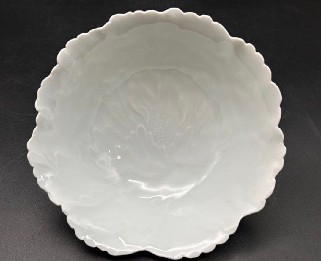 【希少品】樋口一星　白磁　牡丹　中鉢 6客