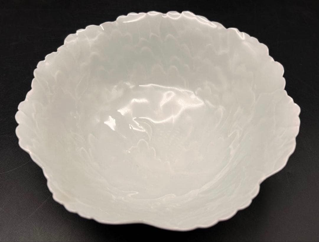 【希少品】樋口一星　白磁　牡丹　中鉢 6客