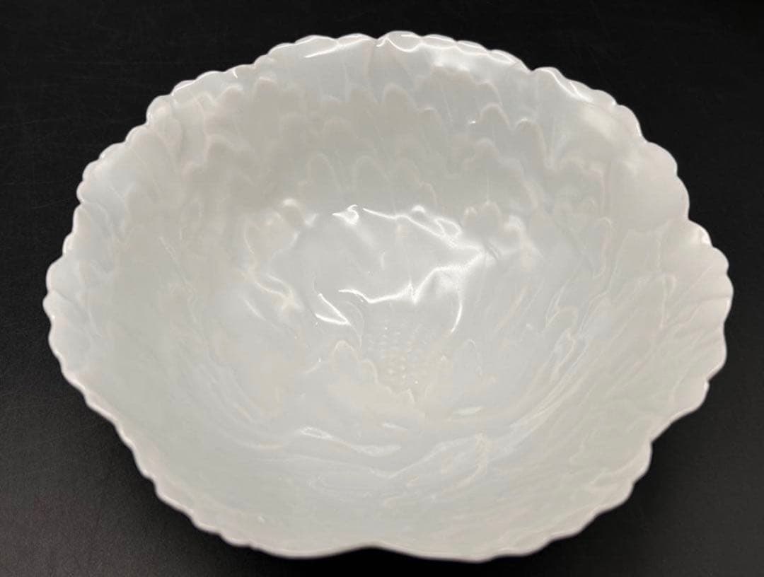 【希少品】樋口一星　白磁　牡丹　中鉢 6客