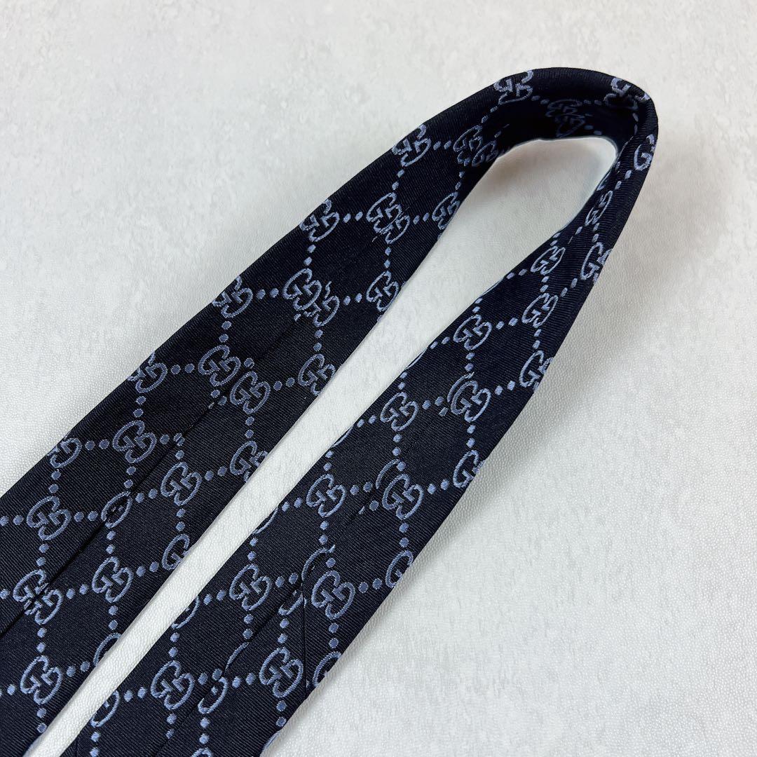 極美品✨GUCCI グッチ ネクタイ GG ネイビー