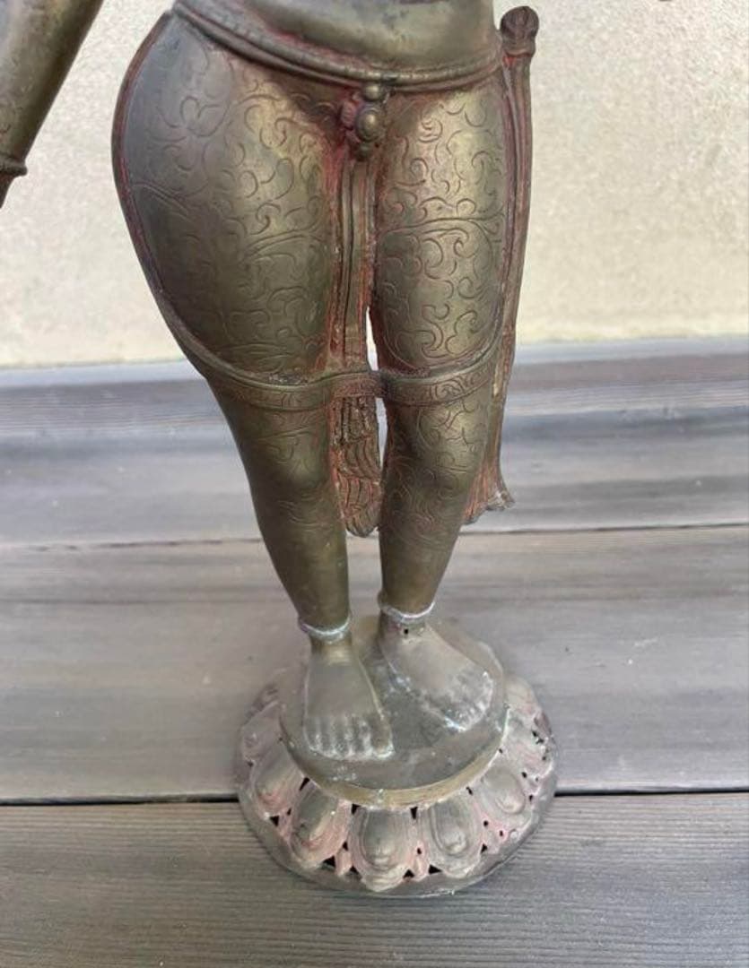 チベット女神像　銅製の仏像　42cm アンティーク　骨董